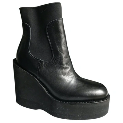 Pre-owned Sacai Black Leather Ankle Boots