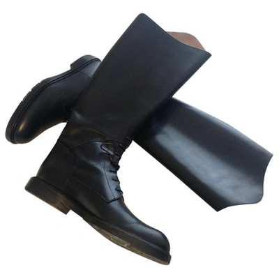 Pre-owned Emporio Armani Black Leather Boots