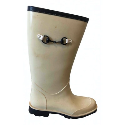 Pre-owned Gucci White Rubber Boots