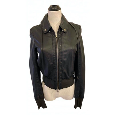 Pre-owned Patrizia Pepe Leather Jacket In Blue