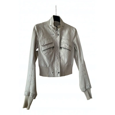 Pre-owned Patrizia Pepe Leather Biker Jacket In White