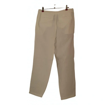 Pre-owned Armani Collezioni Linen Straight Pants In White