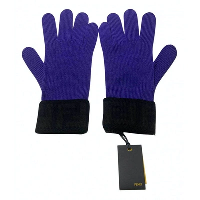 Pre-owned Fendi Wool Gloves In Purple