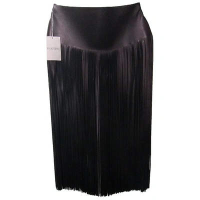 Pre-owned Valentino Leather Maxi Skirt In Black