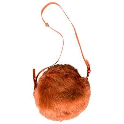 Pre-owned Max & Co Faux Fur Crossbody Bag In Orange