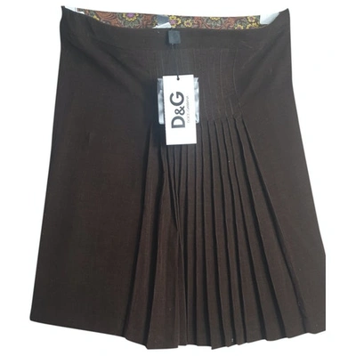 Pre-owned D&g Mid-length Skirt In Brown
