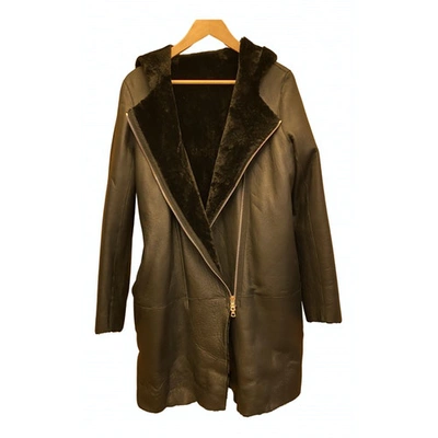 Pre-owned Sandro Leather Coat In Black