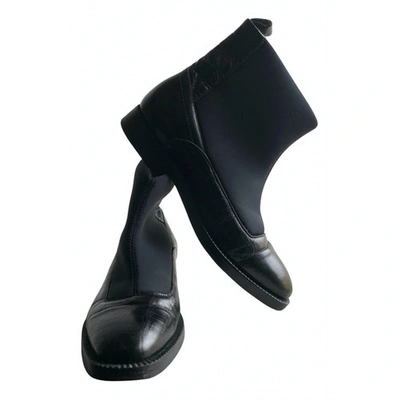 Pre-owned By Malene Birger Leather Biker Boots In Black