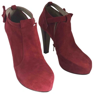 Pre-owned Tibi Ankle Boots In Red