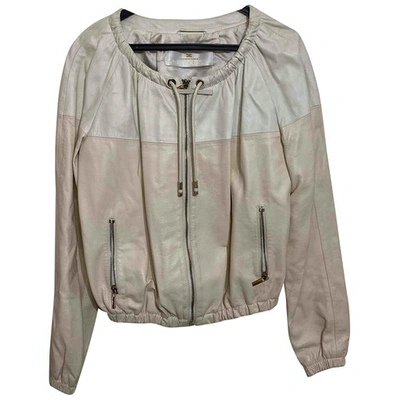 Pre-owned Elisabetta Franchi Leather Jacket In Pink