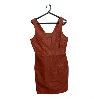 Pre-owned Hoss Intropia Leather Mini Dress In Orange