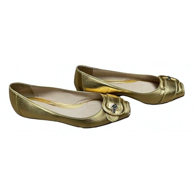Pre-owned Fendi Leather Ballet Flats In Gold