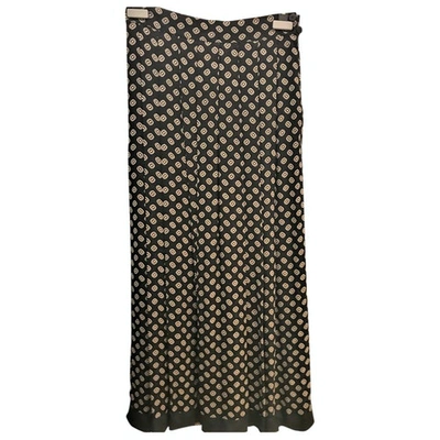 Pre-owned Genny Silk Maxi Skirt In Black