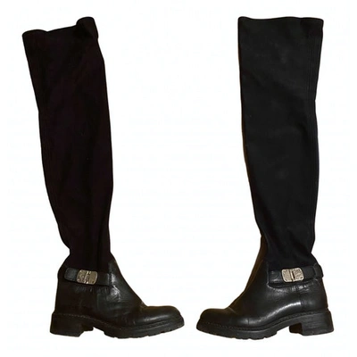 Pre-owned Emporio Armani Black Leather Boots
