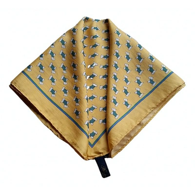 Pre-owned Brooks Brothers Silk Scarf In Yellow