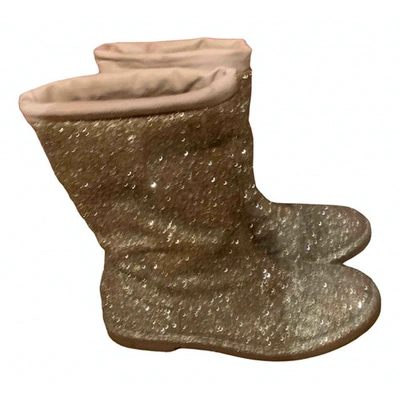 Pre-owned Manoush Glitter Ankle Boots In Gold