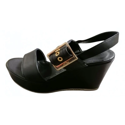 Pre-owned Alberto Guardiani Leather Sandals In Black