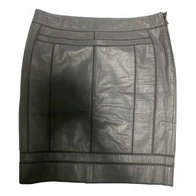 Pre-owned Loewe Leather Mid-length Skirt In Grey
