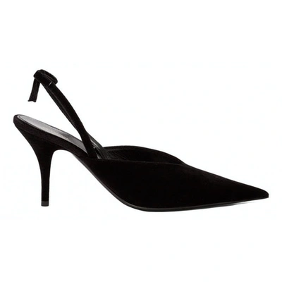 Pre-owned Balenciaga Knife Velvet Heels In Black