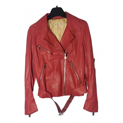 Pre-owned Miu Miu Leather Jacket In Red
