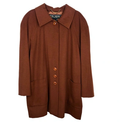 Pre-owned Escada Wool Coat In Brown