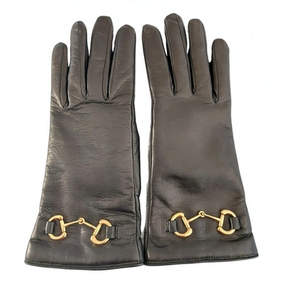 Pre-owned Gucci Black Leather Gloves