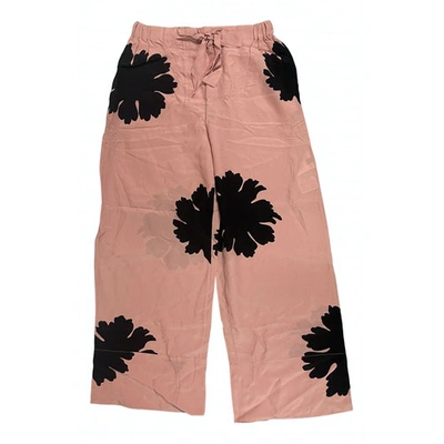 Pre-owned Alexander Mcqueen Silk Straight Pants In Pink