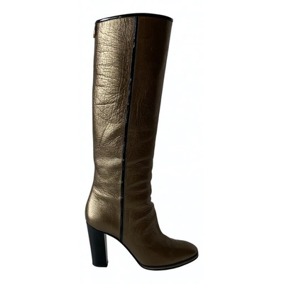 Pre-owned Pollini Leather Boots In Gold