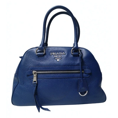 Pre-owned Prada Leather Bowling Bag In Blue