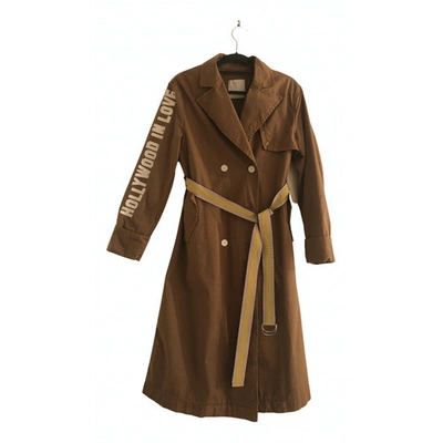 Pre-owned Pinko Camel Cotton Trench Coat