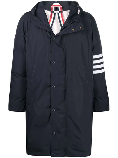 Thom Browne Downfill Hooded Football 4-bar Parka In Black