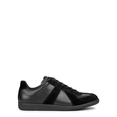 Maison Margiela Black Replica Suede Panel Leather Sneakers In Multi