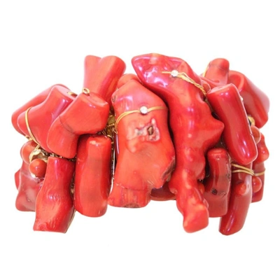 Pre-owned Carlo Zini Coral Bracelet In Not Applicable