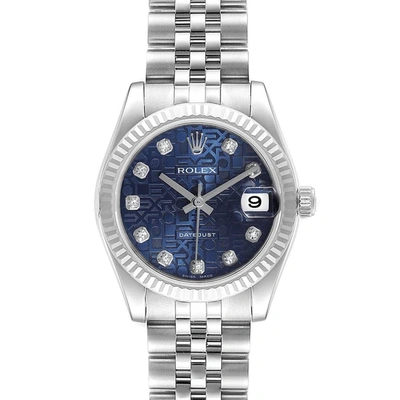 Rolex Datejust Midsize Steel White Gold Blue Diamond Dial Watch 178274 In Not Applicable