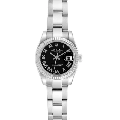 Rolex Datejust Steel White Gold Black Dial Ladies Watch 179174 Box Papers In Not Applicable