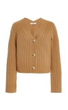 Vince V-neck Dropped-shoulder Wool And Cashmere-blend Cardigan In Brown,black