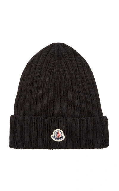 Moncler Ribbed-knit Wool Beanie In Black