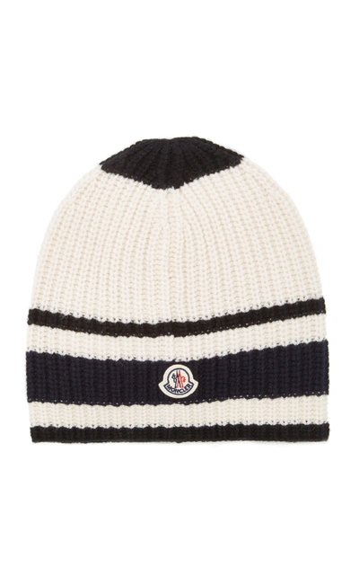 Moncler Women's Ribbed-knit Wool Beanie In White