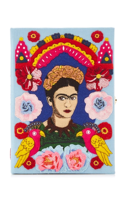 Olympia Le-tan Frida Embroidered Appliquéd Canvas Clutch In Pink
