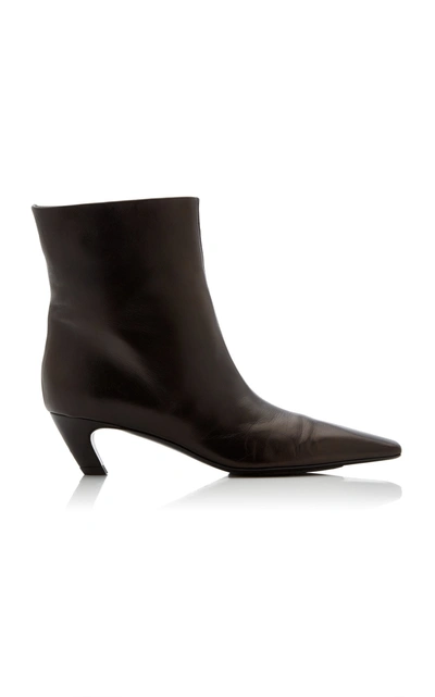 Khaite 50mm Curved-heel Detail Ankle Boots In Black