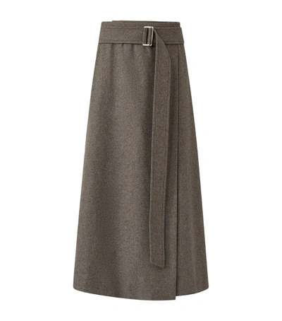 Joseph Silk-wool Salin Flannel Skirt In Grey