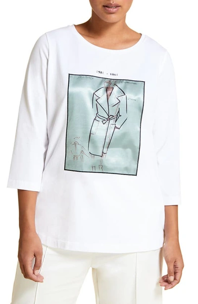 Marina Rinaldi Anniversary Archive Graphic Three-quarter Sleeve T-shirt In White