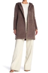 Cole Haan Hooded Wool Blend Coat In Taupe