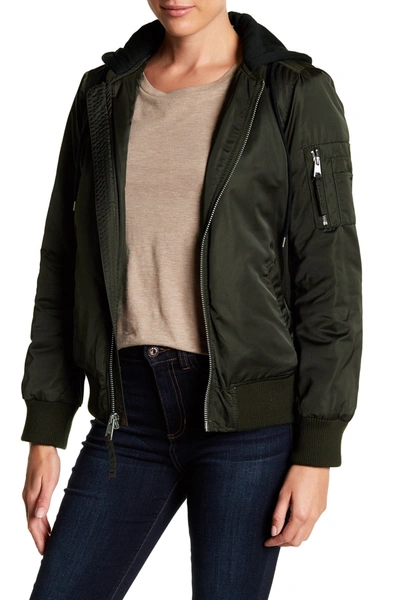 Levi's Drawstring Hooded Bomber Jacket In Army Green