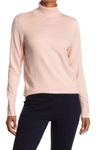 Joseph A Turtleneck Button Sleeve Pullover Sweater In Rose Quartz