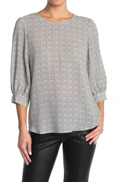 Adrianna Papell Pebbled 3/4 Sleeve Crepe Blouse In Ivrblkstlf