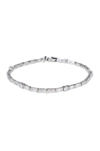 Cz By Kenneth Jay Lane Women's Look Of Real Rhodium-plated & Crystal Tennis Bracelet In Brass