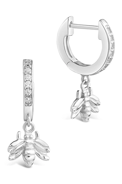 Sterling Forever Sterling Silver Cz Bee Micro Hoop Earrings