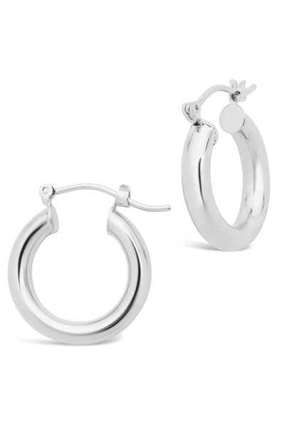 Sterling Forever Rhodium Plated Chunky Tube Hoop Earrings In Silver