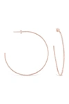 Sterling Forever 14k Rose Gold Vermeil Hammered 2.25" Hoop Earrings